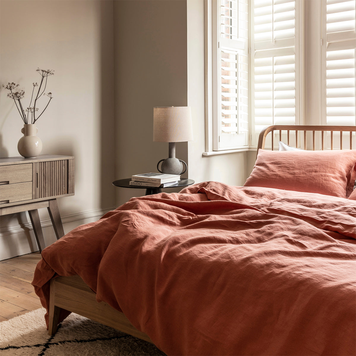 Burnt Orange Linen Blend Pillowcase (Pair)