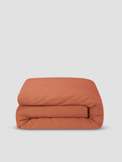 Burnt Orange 100% Linen Duvet Cover - Piglet in Bed US