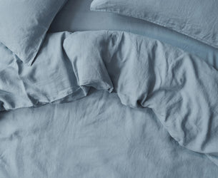 Dusk Blue Linen Blend Duvet Cover - Piglet in Bed US