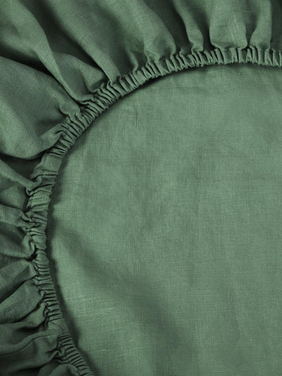 Elm Green Linen Blend Fitted Sheet