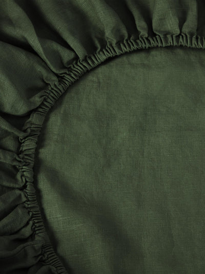 Fern Green Linen Blend Fitted Sheet - alternate image