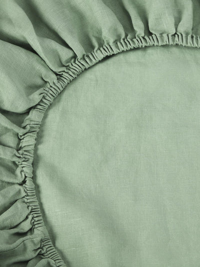 Sage Green 100% Linen Fitted Sheet - alternate image