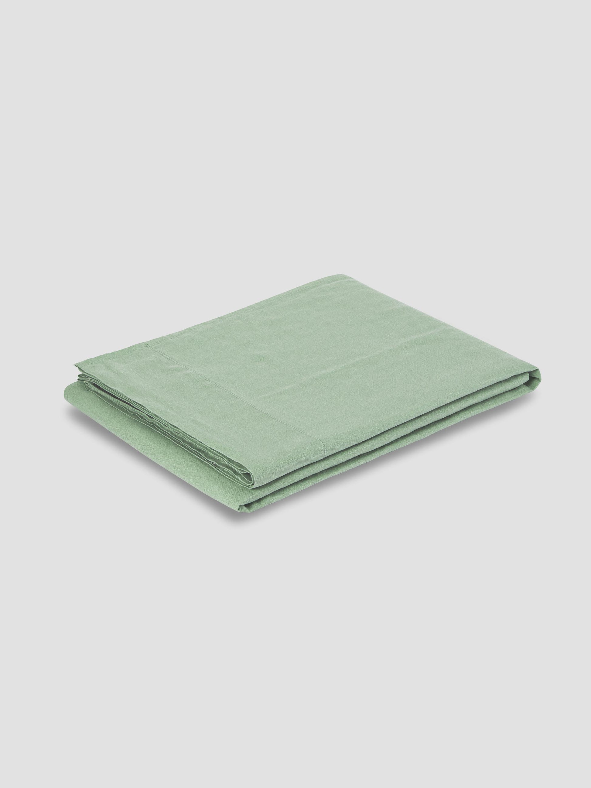 Sage Green 100% Linen Flat Sheet - Piglet in Bed US