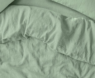 Sage Green 100% Linen Duvet Cover - Piglet in Bed US