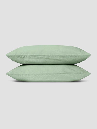 Sage Green 100% Linen Pillowcases (Pair) - alternate image