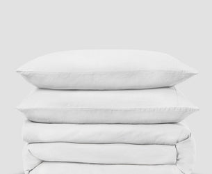 White Linen Blend Duvet Set - Piglet in Bed US