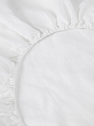 White Linen Blend Fitted Sheet