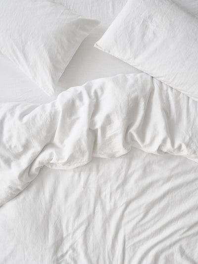 White Linen Blend Duvet Cover