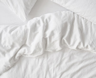 White 100% Linen Duvet Cover - Piglet in Bed US