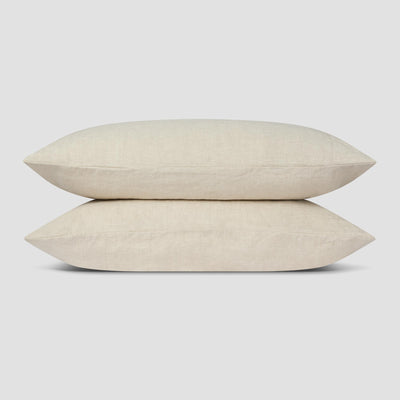 Oatmeal 100% Linen Pillowcases (Pair) - Piglet in Bed US