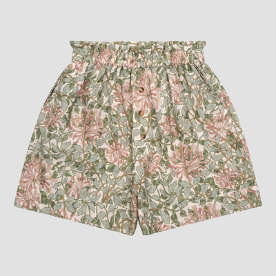 Soft Sage Honeysuckle Linen Women’s Pajama Shorts Set