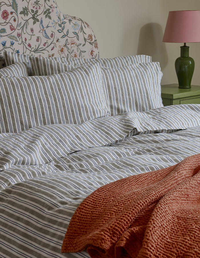 Thyme Somerley Stripe Linen Pillowcases (Pair)