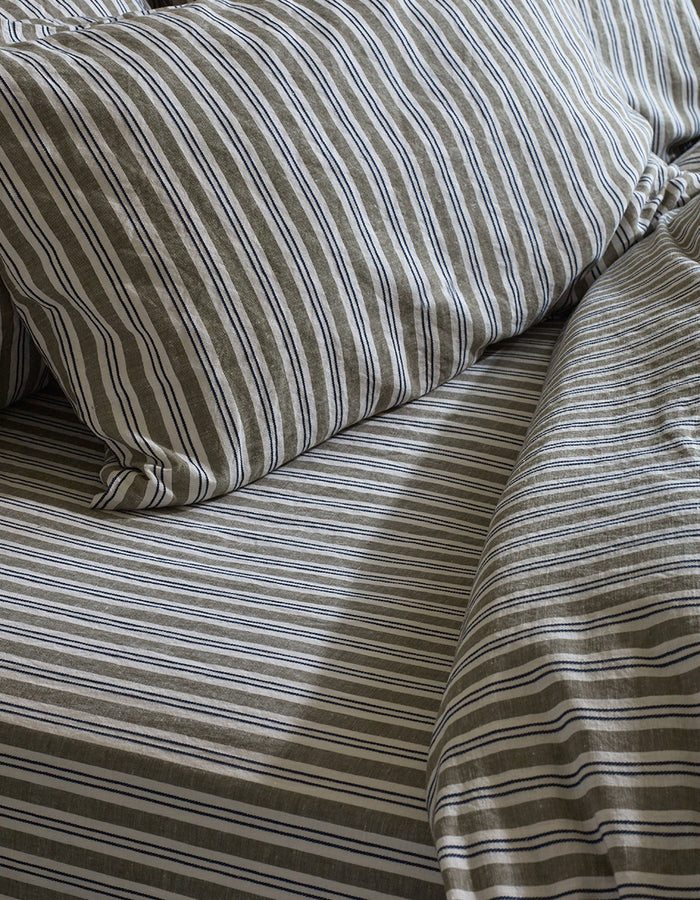 Thyme Somerley Stripe Linen Fitted Sheet