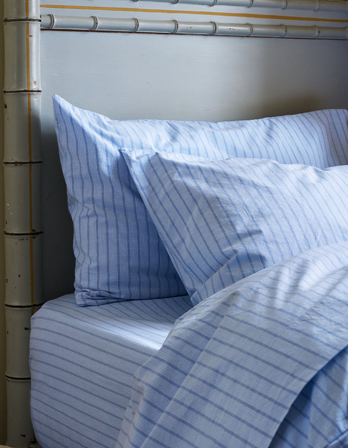 Pale Blue Favorite Shirt Stripe Cotton Pillowcases (Pair)