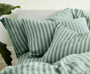 Pine Green Pembroke Stripe Linen Blend Pillowcase (Pair)
