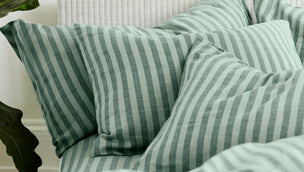 Pine Green Pembroke Stripe Linen Blend Pillowcase (Pair) - Piglet in Bed US