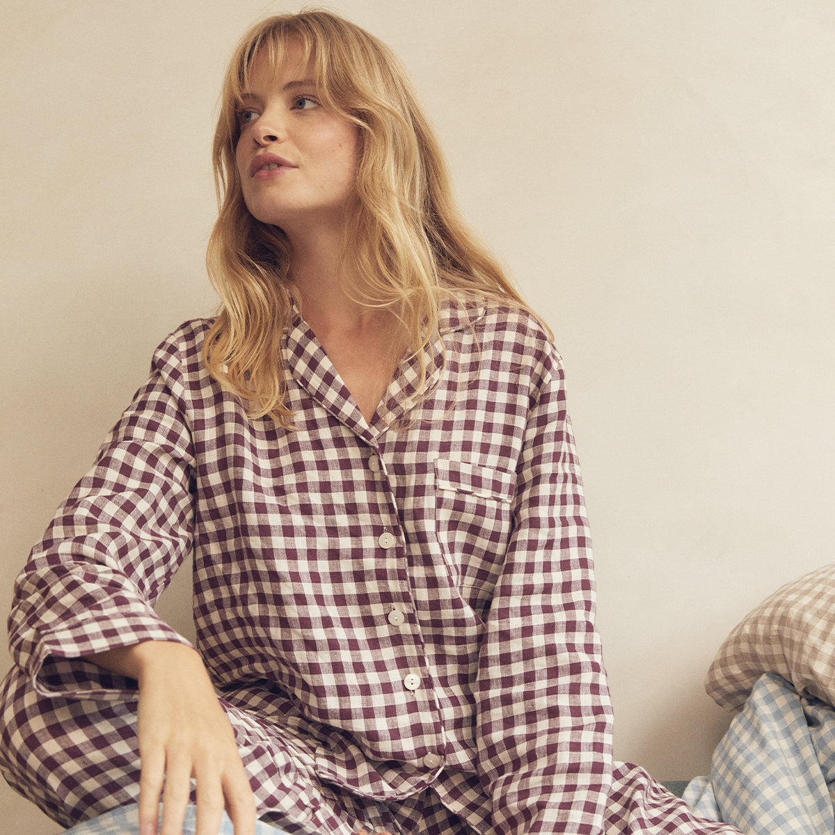 Berry Gingham Pajama Shirt