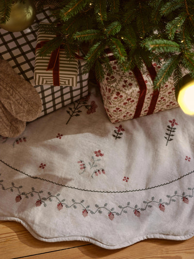 Oatmeal Cross Stitch Tapestry Tree Skirt