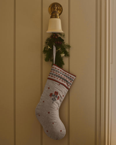 Oatmeal Cross Stitch Tapestry Linen Blend Stocking