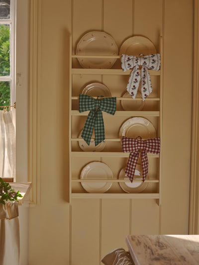 Rhubarb Gingham Linen Blend Small Bow