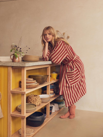 Sandstone Red Pembroke Stripe Cotton Robe