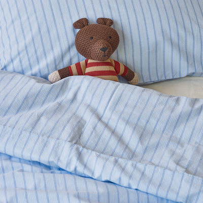 Pale Blue Favorite Shirt Stripe Kids Cotton Bedding Set