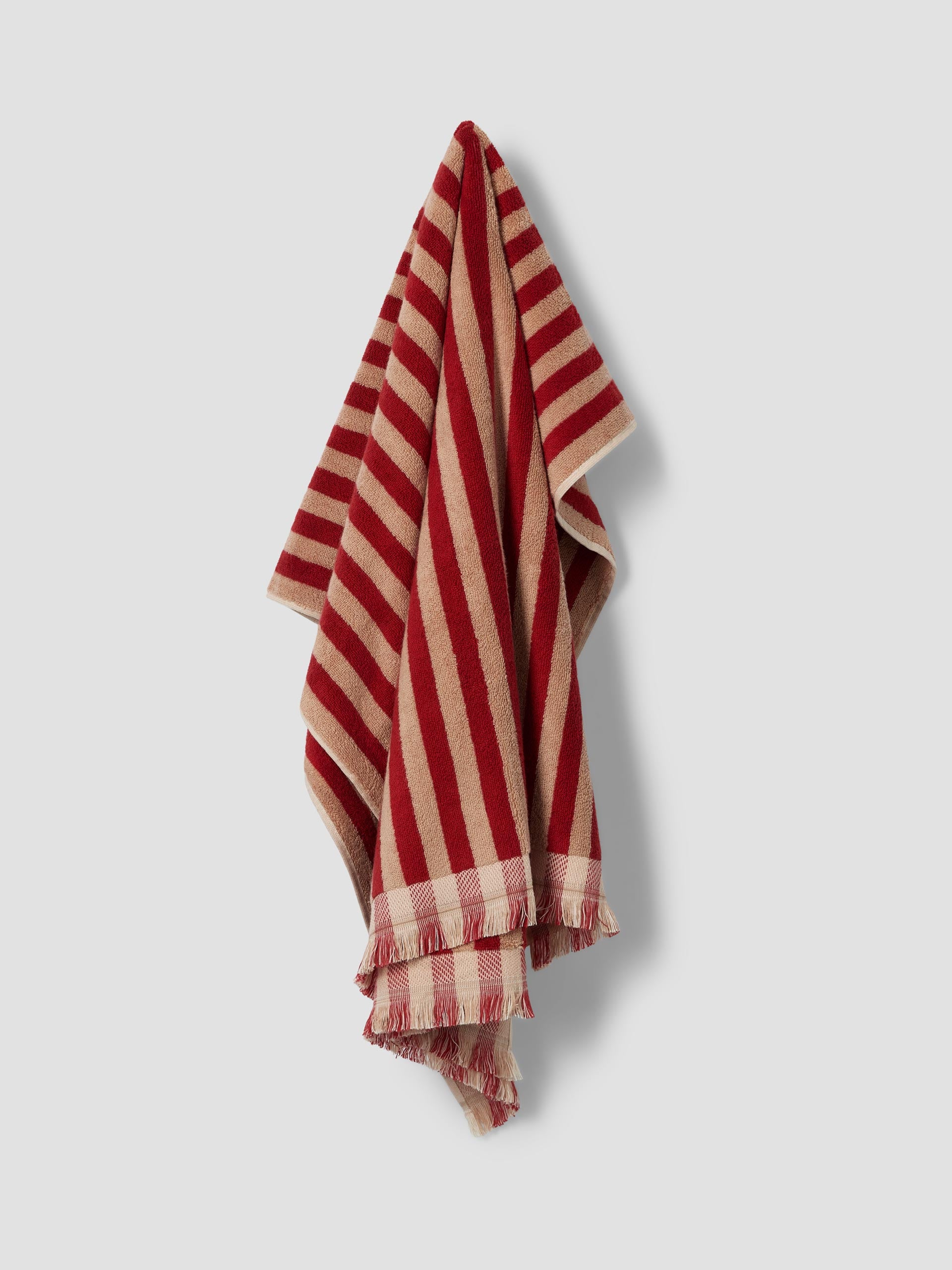 Sandstone Red Pembroke Stripe Cotton Towels | Piglet in Bed US