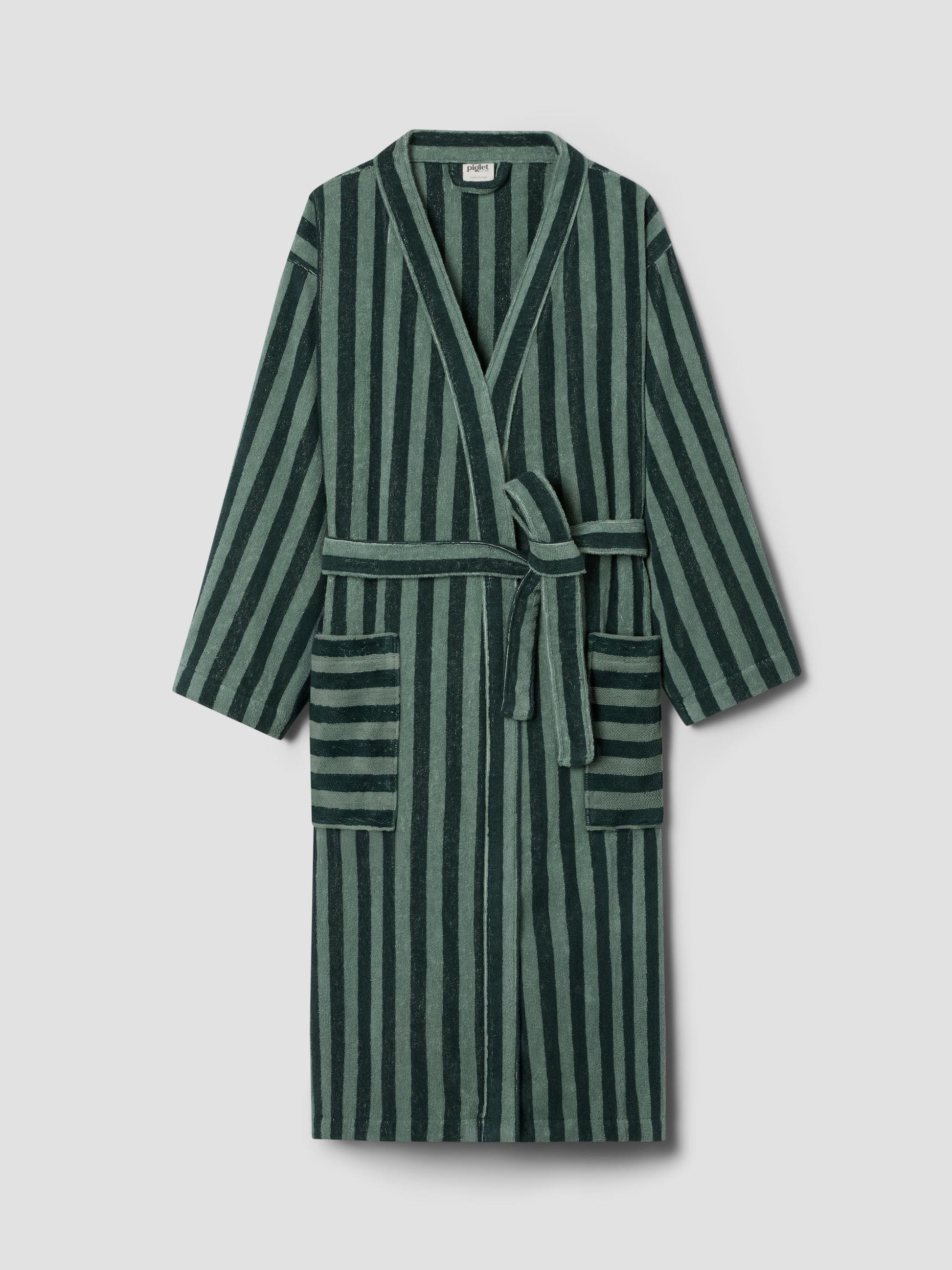 green and pink striped dressing gown ASOS DESIGN super soft checkerboard fleece robe in pink & green