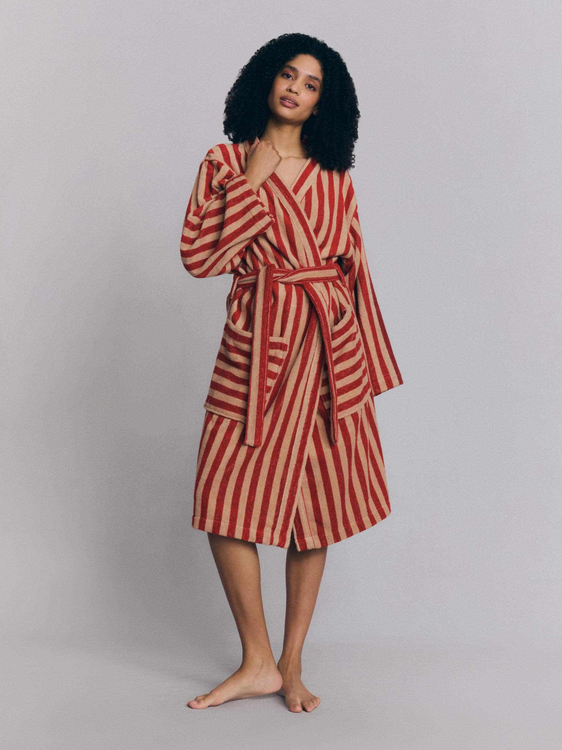 Piglet In Bed Women's Cotton Robe - Red - Size S/M