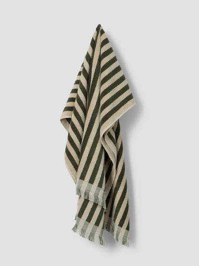 Olive Green Pembroke Stripe Cotton Towels - alternate image