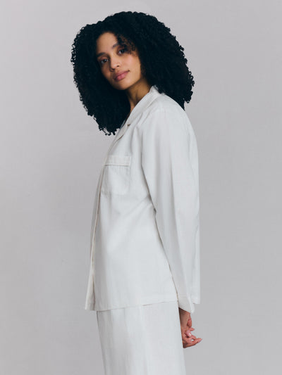White Linen Blend Pajama Pants Set