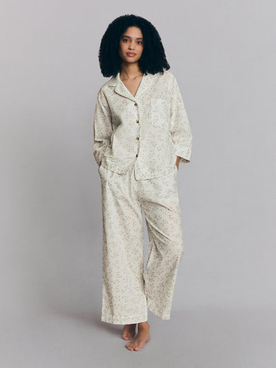 Spring Sprig Floral Cotton Cropped Pajama Set