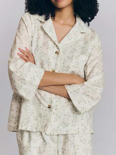 Spring Sprig Floral Cotton Cropped Pajama Set