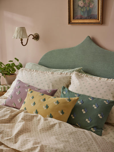 Elderberry Snowdrop Embroidered Filled Cushion - alternate image