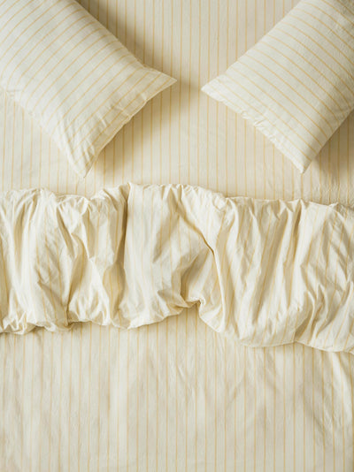Butter Yellow Slumber Stripe Cotton Duvet Cover