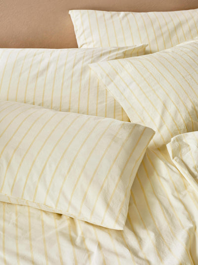 Butter Yellow Slumber Stripe Cotton Pillowcase (Pair)