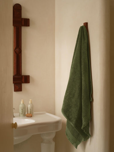 Olive Green Fringe Edge Cotton Towels - alternate image