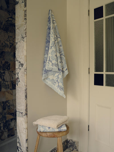 Dusk Blue Folk Floral Cotton Towels - alternate image