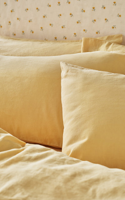 Butter Yellow Linen Blend Bedding Set - alternate image