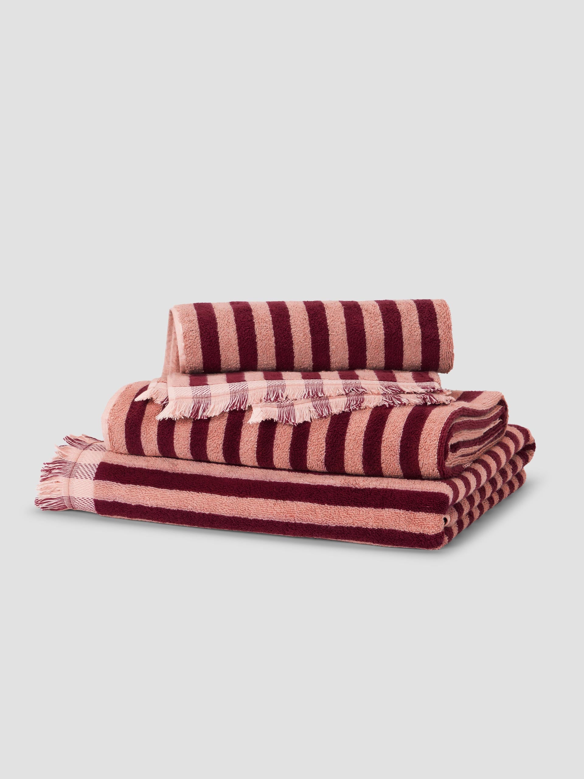 Rhubarb & Rose Pembroke Stripe Cotton Towels - Bath Sheet