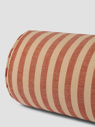 Sandstone Red Pembroke Stripe Linen Blend Bolster Filled Cushion - alternate image
