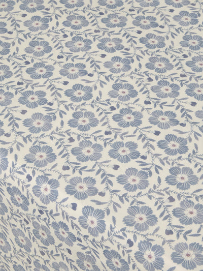 Dusk Blue Folk Floral Linen Blend Tablecloth - alternate image