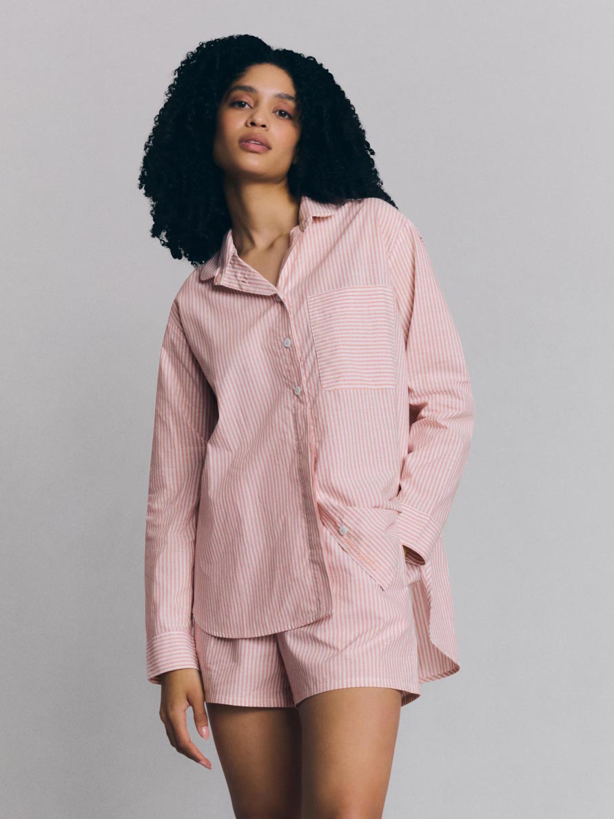 Women's Stripe Pajama Shorts Set