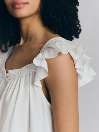 Ruffle detail of White Embroidered Cami Set