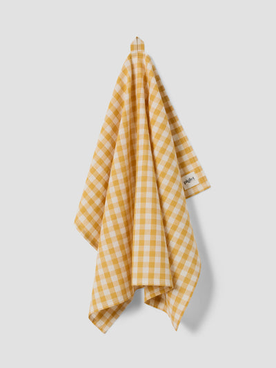 Honey Gingham Linen Blend Tea Towel