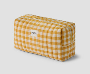 Honey Gingham Linen Blend Wash Bag