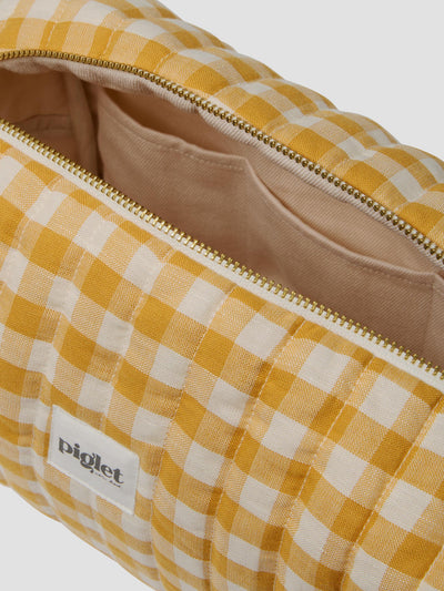 Honey Gingham Linen Blend Wash Bag