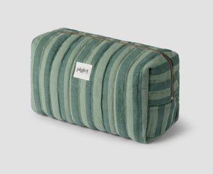 Pine Green Pembroke Stripe Linen Blend Wash Bag