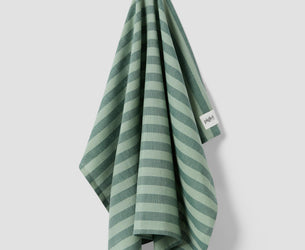 Pine Green Pembroke Stripe Linen Blend Tea Towel