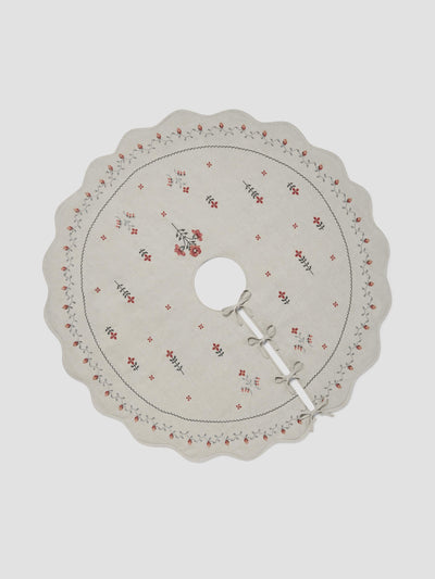 Oatmeal Cross Stitch Tapestry Tree Skirt